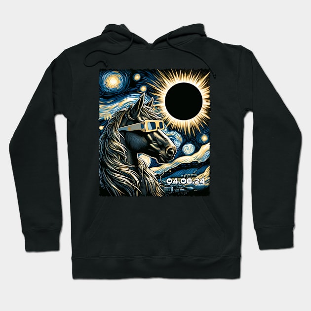 Galactic Equine Majesty: Horse Eclipse Adventure Tee for Equestrians Hoodie by ArtByJenX